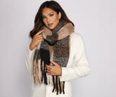Cuddle Weather Plaid Fringe Blanket Scarf Ins Street